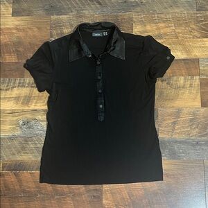 MEXX Black Short Sleeve Polo with Satin Collar (M)